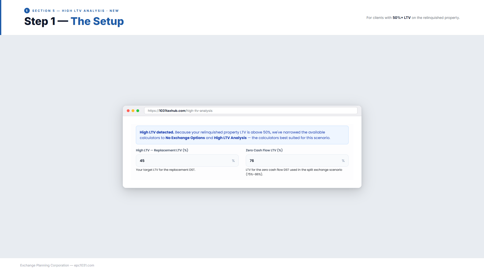 Slide 9: High-LTV — Inputs